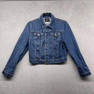 BDG Womens Denim Jacket Blue Long Sleeve Button Collared Pockets Jeans Size M